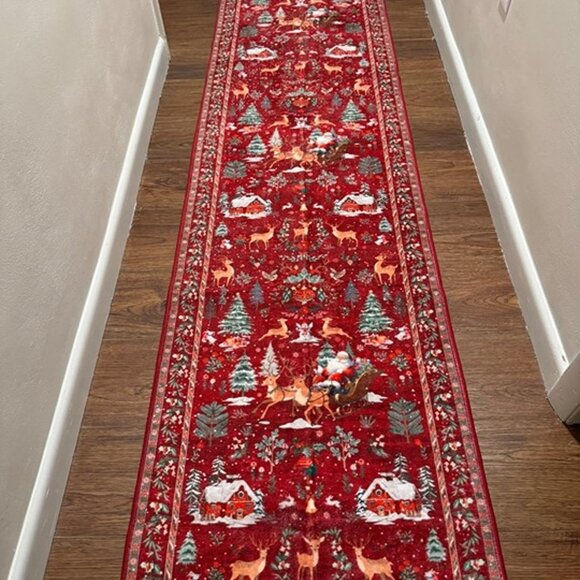 NEW Christmas Runner Rug 2x10 Red Hallway Runner Rug,Kitchen Runner Rugs - Picture 3 of 10